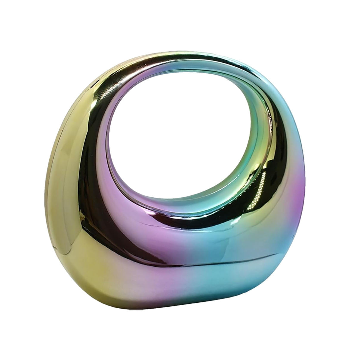 Gradient Rainbow Moon Ring Top Handle Crossbody Bag with Chain Fittings for Cocktail Party