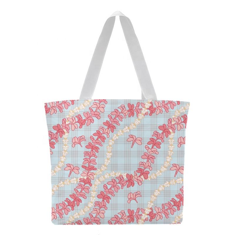 Plumeria Print Tote Bag with Inner Binding, Wide Strap Waterproof Daily Beach Bag