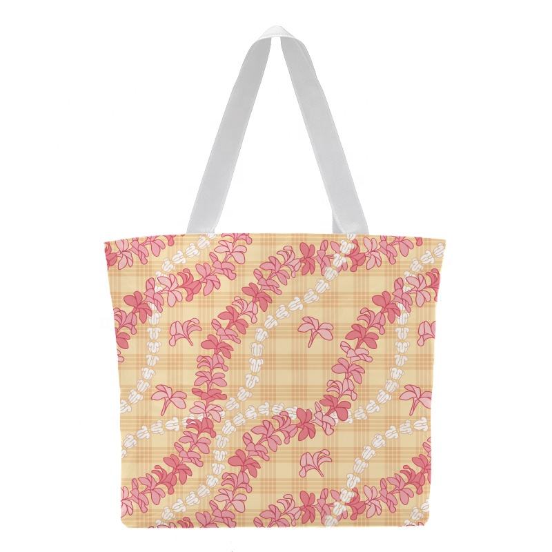 Plumeria Print Tote Bag with Inner Binding, Wide Strap Waterproof Daily Beach Bag