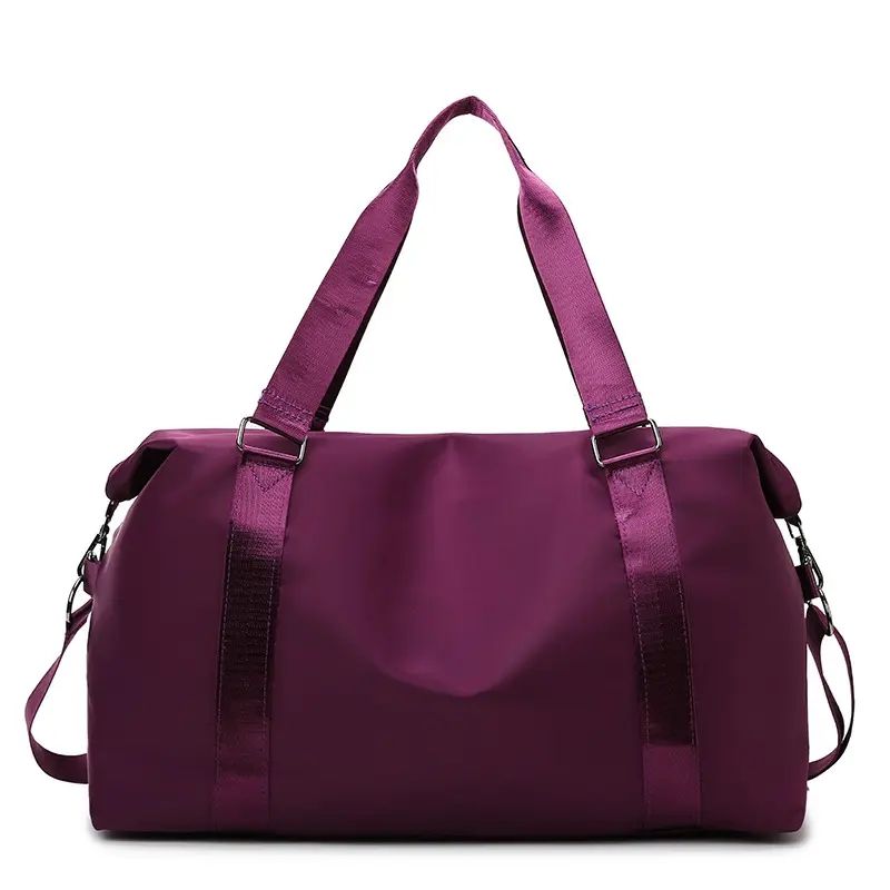 Solid Duffle Bag with Leather Zipper Pulls, Adjustable Dual Strap Overnight Gym Travel Bag
