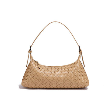Multi Pastel Woven Baguette Shoulder Bag, Adjustable Slim Leather Strap Minimalist Crescent Underarm Hobo Bag