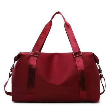Solid Duffle Bag with Leather Zipper Pulls, Adjustable Dual Strap Overnight Gym Travel Bag