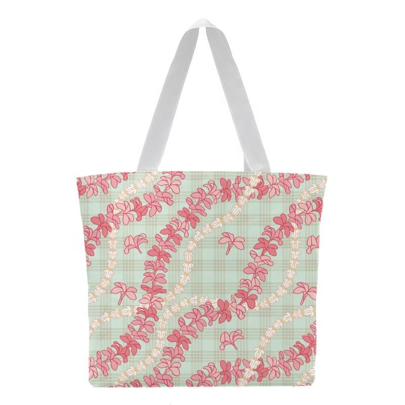 Plumeria Print Tote Bag with Inner Binding, Wide Strap Waterproof Daily Beach Bag