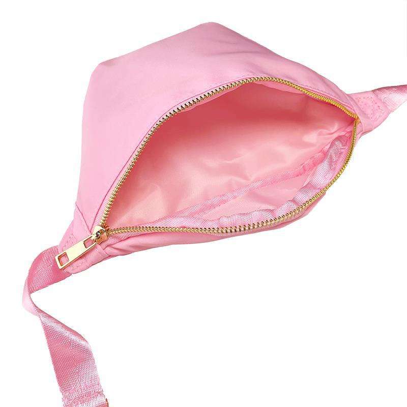 Curved Fanny Crossbody Bag, Leather Zipper Tab Adjustable Belt Waist Pack for Unisex Daily Sports