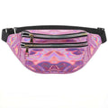 Multi Iridescent Holographic Fanny Waist Bag, Leather Zipper Pulls Adjustable Black Strap Crossbody Belt Bag for Beach Party Daily Use
