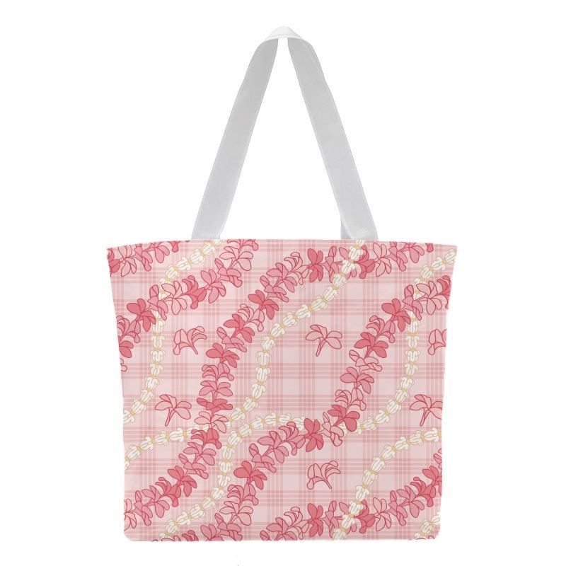Plumeria Print Tote Bag with Inner Binding, Wide Strap Waterproof Daily Beach Bag