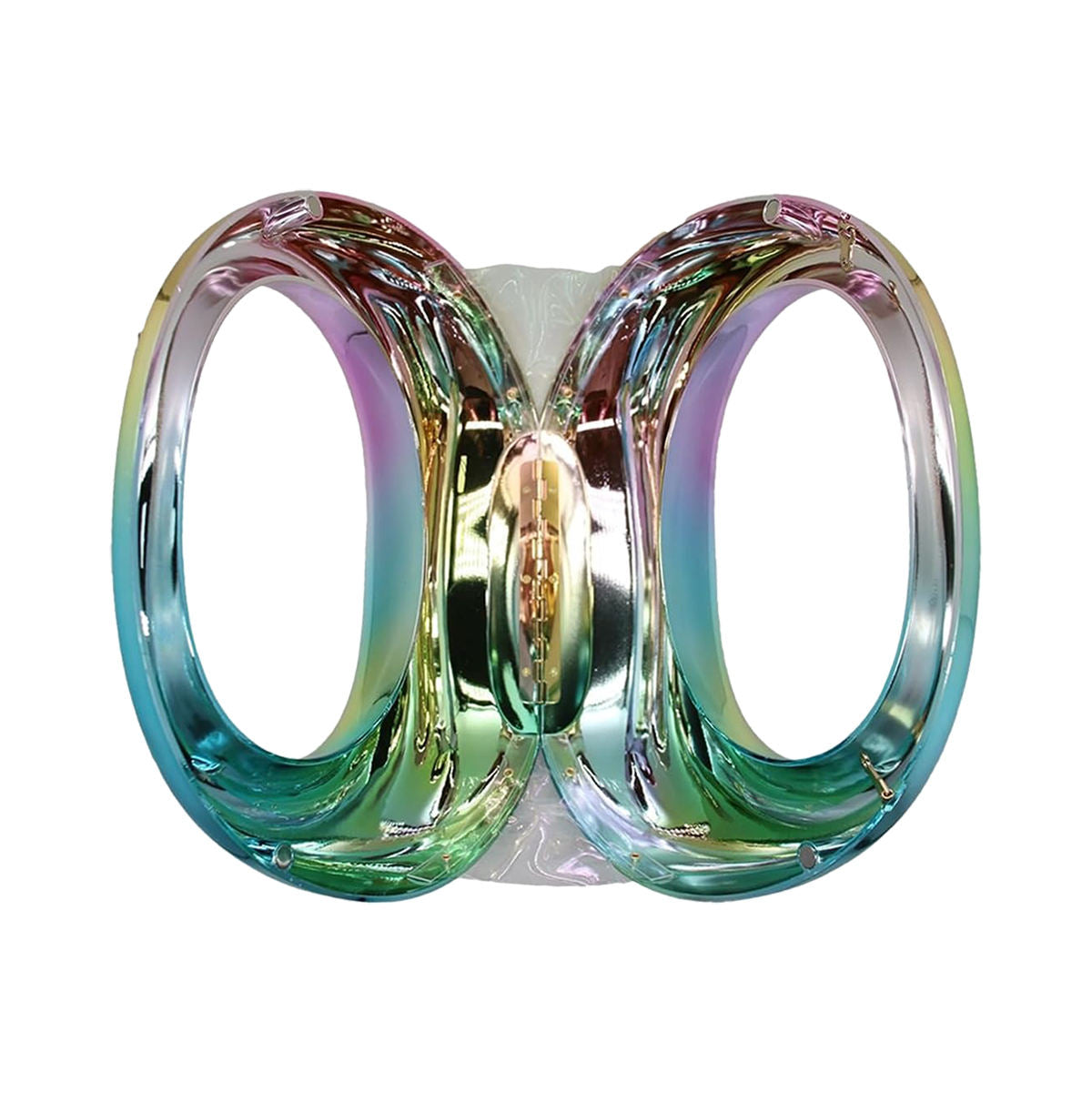 Gradient Rainbow Moon Ring Top Handle Crossbody Bag with Chain Fittings for Cocktail Party